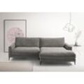 Ecksofa INOSIGN "Downtown, B/T/H: 272/190/84 cm L-Form", grau (dunkelgrau), Sofas, B/H/T: 272cm x 84cm x 190cm, Cord, Recamiere rechts weicher Sitzkomfort auch in Cord und Bouclé, incl. Zierkissen