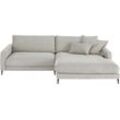 Ecksofa INOSIGN "Downtown, B/T/H: 272/190/84 cm L-Form", silber, Sofas, B/H/T: 272cm x 84cm x 190cm, Feincord, Recamiere rechts weicher Sitzkomfort auch in Cord und Bouclé, incl. Zierkissen