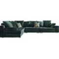 Ecksofa INOSIGN "Vale L-Form", grün, B:355cm H:88cm T:240cm, Samtoptik (100% Polyester), Sofas, incl. Couchtisch, Steppung im Sitzbereich, Federkern