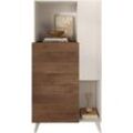 Highboard INOSIGN "Monaco Höhe 154 cm, Kommode mit 2 Türen", weiß (weiß hochglanz lack, mercure nb holzstruktur), B:81cm H:154cm T:42cm, Sideboards, Soft/Self Closing