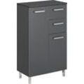 Unterschrank SAPHIR "Quickset Badschrank mit 2 Türen, 2 Schubladen, 60 cm breit", grau (anthrazit, anthrazit glanz), B:60cm H:100,5cm T:33cm, Spanplatte, Schränke, Bad-Unterschrank, Badezimmer-Unterschrank inkl. Türdämpfer, Griffe in Chrom Glanz