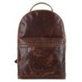 Laptoprucksack X-ZONE Gr. B/H/T: 43cm x 29cm x 12cm, braun (cognac), Rindsleder, Leder, beschichtet, leicht glänzend, Rucksäcke, echt Leder