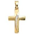 Kreuz-Anhänger JOBO "Anhänger Kreuz" Schmuckanhänger Gr. Gelbgold 333, goldfarben (gelbgold 333) Damen 333 Gold mit Zirkonia