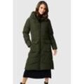 Winterjacke MARIKOO "Tomomii XVI", Damen, Gr. L, grün (schwarz olive), Obermaterial: 100% Polyester; Innenmaterial: 100% Polyester; Fütterung & Wattierung: 100% Polyester, Jacken, warmer Winter Stepp Mantel mit Kapuze