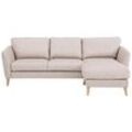 Ecksofa HOME AFFAIRE "MARSEILLE (242/152cm),L-Form, Rec. rechts/links", beige, B:242cm H:88cm T:152cm, 59% Polyester; 41% Polypropylen, Sofas, Massivholzbeine aus Eiche, in verschieden Bezügen und Farbvarianten