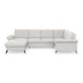 Wohnlandschaft PLACES OF STYLE "Calando U-Form", silber, B:326cm H:91cm T:188cm, 98% Polyester 2% Polyamid, Sofas, wahlweise mit Bettfunktion, Bettkasten und Armteilfunktion