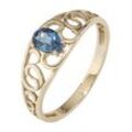 Goldring JOBO Gr. 58, gelb (gelbgold 585), Fingerringe, Damen, 58, Gelbgold 585, 585 Gold mit Safir