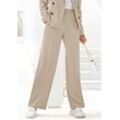 Palazzohose LASCANA, Damen, Gr. 34, N-Gr, beige (sand), Stoff, Obermaterial: 64% Polyester, 32% Viskose, 4% Elasthan, unifarben, modisch, figurumspielend lang, Hosen, im Business-Look, elegante Anzughose mit Taschen