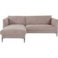 Ecksofa LEONIQUE "Falbella, L-Form" Sofas Gr. B/H/T: 235cm x 84cm x 165cm, Struktur fein, Recamiere links, grau (taupe) extra hohe Füße aus Metall, für kleine Räume geeignet