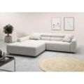 Ecksofa 3C CANDY "Denver auch mit Cord- und Easy care-Bezug, Kopfteilverstellung L-Form", weiß, B:258cm H:68cm T:217cm, 88% Polyester, 12% Polyacryl, Sofas, wahlweise. mit motorischer Sitztiefenverstellung