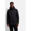 Langjacke BUGATTI, Herren, Gr. 52, blau (marine), 56% Polyester, 33% Wolle, 11% Baumwolle, unifarben, casual, regular fit, Langarm gerader Abschluss, Jacken, mit abnehmbarer Kapuze