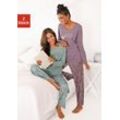 Pyjama VIVANCE DREAMS, Damen, Gr. 32/34, bunt (mint, lila), Single Jersey, Obermaterial: 100% Baumwolle, gemustert, casual, lang, Langarm, Homewear-Sets, mit Sternenprint