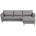 Ecksofa HOME AFFAIRE "MARSEILLE (242/152cm),L-Form, Rec. rechts/links", weiß (silber), B:242cm H:88cm T:152cm, 59% Polyester; 41% Polypropylen, Sofas, Massivholzbeine aus Eiche, in verschieden Bezügen und Farbvarianten