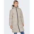 Steppmantel ONLY "ONLAMANDA LONG PUFFER COAT" Gr. L (40), beige (pumice stone) Damen Mäntel Übergangsmäntel mit Kapuze