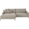 Ecksofa INOSIGN "Downtown, B/T/H: 272/190/84 cm L-Form", beige (sand), Sofas, B/H/T: 272cm x 84cm x 190cm, Feincord, Recamiere links weicher Sitzkomfort auch in Cord und Bouclé, incl. Zierkissen