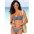 Bandeau-Bikini-Top VENICE BEACH "Summer", Damen, Gr. 34, Cup E, schwarz-weiß (schwarz, weiß, gestreift), Polyamid, Xtra Life LYCRA, gestreift, quergestreift, Bikini-Oberteile, mit geraffter Mitte