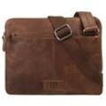 Umhängetasche BODENSCHATZ, Damen, Gr. B/H/T: 31cm x 25cm x 2cm onesize, braun (cognac), Leder, Strukturmuster, Taschen, echt Leder