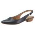 Slingpumps TAMARIS "Trina", Damen, Gr. 36 (3,5), blau (navy), Leder, unifarben, elegant, Schuhe, Abendschuh, Sommerschuh, Blockabsatz, in schlichtem Design