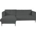 Ecksofa LEONIQUE "Falbella, L-Form" Sofas Gr. B/H/T: 235cm x 84cm x 165cm, Bouclé, Recamiere links, grau (anthrazit) extra hohe Füße aus Metall, für kleine Räume geeignet