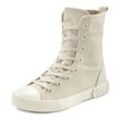 Stiefelette LASCANA Gr. 36, beige Damen Schuhe im Combat Look, High Top Sneaker, Schnürschuh, Textil-Boots