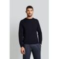 Rundhalspullover BUGATTI Gr. L, blau (marine) Herren Pullover aus feiner Merinowolle