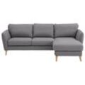 Ecksofa HOME AFFAIRE "MARSEILLE (242/152cm),L-Form, Rec. rechts/links", grau (hellgrau), B:242cm H:88cm T:152cm, 100% Polyester, Sofas, Massivholzbeine aus Eiche, in verschieden Bezügen und Farbvarianten