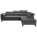 Ecksofa ED EXCITING DESIGN "Albany L-Form", grau (anthrazit), B:274cm H:80cm T:231cm, 100% Polyester, Sofas, frei stellbar, Bettfunktion und Bettkasten, inkl. Kopfteilverstellung