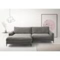 Ecksofa INOSIGN "Downtown, B/T/H: 272/190/84 cm L-Form" Sofas Gr. B/H/T: 272cm x 84cm x 190cm, Cord, Recamiere links, grau (dunkelgrau) weicher Sitzkomfort auch in Cord und Bouclé, incl. Zierkissen