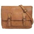 Umhängetasche SAMANTHA LOOK "SATCHEL" Gr. B/H/T: 37cm x 29cm x 13cm onesize, braun Damen Taschen echt Leder, Made in Italy