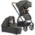 Kombi-Kinderwagen GESSLEIN "FX4 Soft+ mit Aufsatz Life, schwarz/cognac, dark olive", Baby, grün (schwarz oliv), Kinderwagen, mit Babywanne C3 und Babyschalenadapter