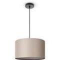 Deckenleuchte Wohnzimmer Pendelleuchte Esstisch Esszimmerlampe E27 Uni Stoff Pendelleuchte - Schwarz, Beige (Ø38 cm) - Paco Home