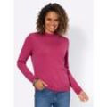 Stehkragenpullover CASUAL LOOKS "Stehkragen-Pullover", Damen, Gr. 46, pink (fuchsia, meliert), 50% Schurwolle, 30% Baumwolle, 20% Polyamid, unifarben, meliert, Langarm, Pullover