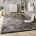 Paco Home Hochflor Teppich Wohnzimmer Shaggy Kaninchenfell Imitat Kunstfell Langflor Flauschig 200x290 cm, Anthrazit