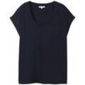 TOM TAILOR Damen Basic T-Shirt, blau, Uni, Gr. XXL