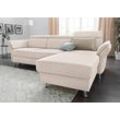 Ecksofa SIT & MORE "Avignon L-Form", beige (linen), B:259cm H:97cm T:172cm, Flachgewebe (90% Polyester, 10% Polyamid), Luxus-Microfaser (100% Polyester), Struktur (100% Polyester), Sofas, Kopfteilverstellung, wahlweise mit Bettfunktion und Bettkasten