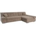 Ecksofa DOMO COLLECTION "Mona L-Form", braun (schlamm), B:297cm H:80cm T:173cm, Struktur fein 100% Polyester, Chenilleoptik 100% Polyester, SOFTLUX/Struktur fein 100% Polyester, Sofas, wahlweise mit Bettfunktion