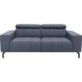 2-Sitzer DOMO COLLECTION "Cunelli", blau (dunkelblau), B:208cm H:79cm T:104cm, Sofas, wahlweise inklusive 6-fach verstellbarer Kopfteilverstellung