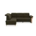 Ecksofa HOME AFFAIRE "Dangast L-Form", grün (olive), B:269cm H:92cm T:200cm, Luxus-Microfaser Euphora 100% Polyester, , Easy Care: 98% Polyester, 2% Polyamid, Luxus-Microfaser Lederoptik: 100% Polyester, Sofas, Kopfteilverstellung, wahlweise mit motorischer Relaxfunktion