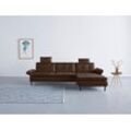 Ecksofa INOSIGN "Birkholm L-Form", braun (dunkelbraun), B:267cm H:83cm T:174cm, 100% Polyester, Sofas, Armlehnverstellung, auch in Easy Clean Bezug - mit Wasser zu reinigen