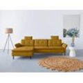 Ecksofa INOSIGN "Birkholm L-Form", gelb (mustard), B:267cm H:83cm T:174cm, 98% Polyester 2% Polyamid, Sofas, Armlehnverstellung, auch in Easy Clean Bezug - mit Wasser zu reinigen