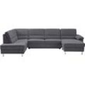 Wohnlandschaft CALIZZA INTERIORS "Onyx U-Form", grau (09 anthrazit), H:90cm, Microfaser 100% Polyester, Sofas, wahlweise mit Bettfunktion und Bettkasten