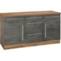 Unterschrank KOCHSTATION "KS-Samos", grau (beton oxid), B:150cm H:85cm T:60cm, Holzwerkstoff, Schränke, Küchenunterschrank, Breite 150 cm