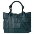 Shopper SAMANTHA LOOK Gr. B/H/T: 36cm x 26cm x 19cm onesize, blau Damen Taschen echt Leder, Made in Italy