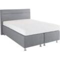 Boxspringbett, grau (strukturstoff grau), ohne LED-Beleuchtung, Liegefläche B/L: 140cm x 200cm, H2, 7-Zonen-Kaltschaummatratze, Bezug Unterbox und Kopfteil: Strukturstoff (77% Polyester und 23% Viskose), Bezug Obermatratze 100% Polyester, waschbar bis 60u00b0C, WESTFALIA SCHLAFKOMFORT, Komplettbetten, Boxspringbett, wahlweise mit LED-Beleuchtung