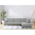 Ecksofa PLACES OF STYLE "Xander, L-Form", grau (warm grau), B:289cm H:85cm T:210cm, 68% polypropylene, 32% polyester, Sofas, Breite 289 cm, Webstoff, Soft-Touch Chenille, schwarze Metallfüßen