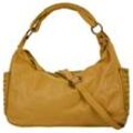 Henkeltasche SAMANTHA LOOK, Damen, Gr. B/H/T: 35cm x 30cm x 12cm onesize, gelb, Leder, vintage, Taschen, echt Leder, Made in Italy