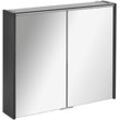 Spiegelschrank FACKELMANN "Denver", grau (anthrazit), B:80cm H:68,5cm T:16cm, Spanplatte, Glas, Schränke, Badmöbel 2 Glaseinlegeböden, Schalter, Steckdose