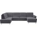 Wohnlandschaft CALIZZA INTERIORS "Onyx U-Form" Sofas Gr. B/H/T: 335cm x 90cm x 196cm, Microfaser, Recamiere rechts, ohne Bettfunktion ohne Bettkasten, grau (09 anthrazit) wahlweise mit Bettfunktion und Bettkasten