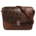 Umhängetasche BUGATTI "NEVIO" Gr. B/H/T: 26cm x 21cm x 6cm onesize, braun (cognac), Damen, Leder, unifarben, leicht glänzend, Taschen, echt Leder