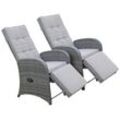 Loungesessel GARDEN PLEASURE "SALERNO" Sessel Gr. B/H/T: 63cm x 110cm x 73cm, grau Polyrattan, verstellbar, inkl. Auflagen,